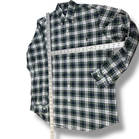 POLO RALPH LAUREN Men’s Long-Sleeve Blue and Green Plaid Button Down Shirt - Picture 6 of 11